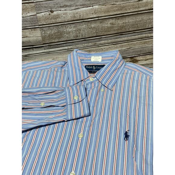 Ralph Lauren Men’s Long Sleeve Button Down Blue Red Size Large - Picture 1 of 6